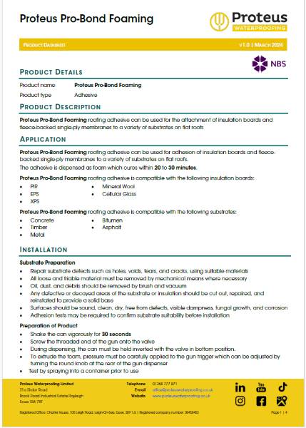 Product Data Sheet - Pro-Bond Foaming