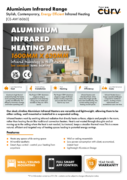 Aluminium Infrared Heating Panel 1600 x 620 mm