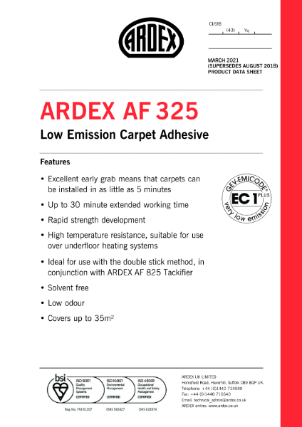 ARDEX AF 325 Datasheet