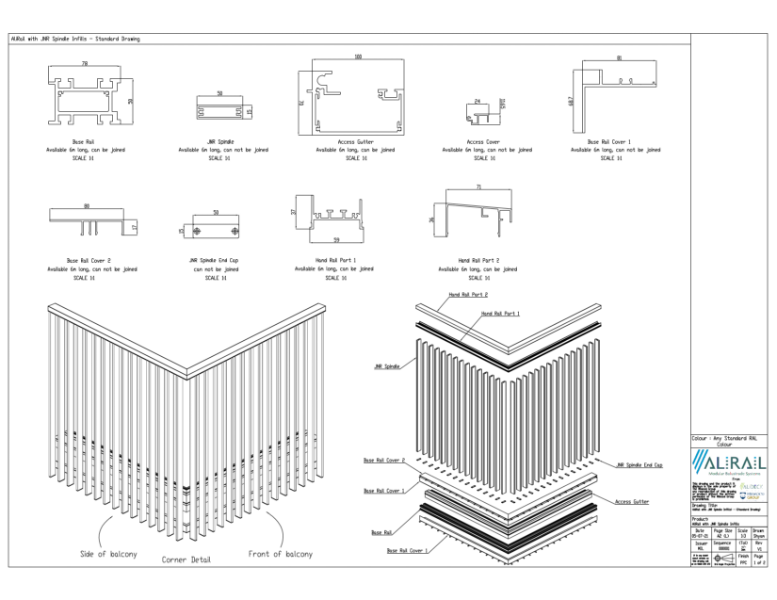 AliRail Vertical Infill Balcony Balustrade CAD