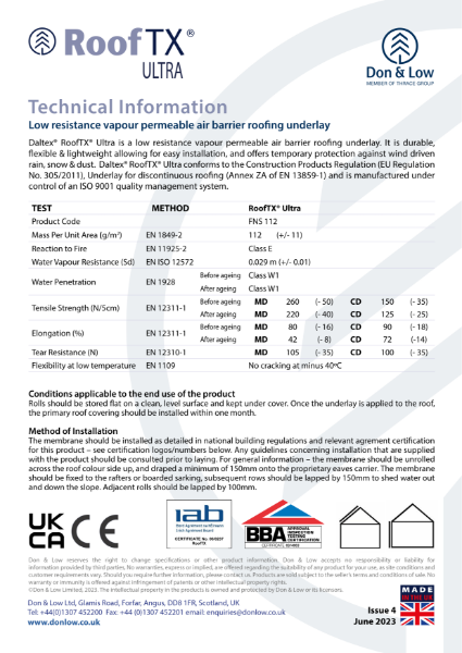 Roof TX Ultra Datasheet Issue 4 June 2023