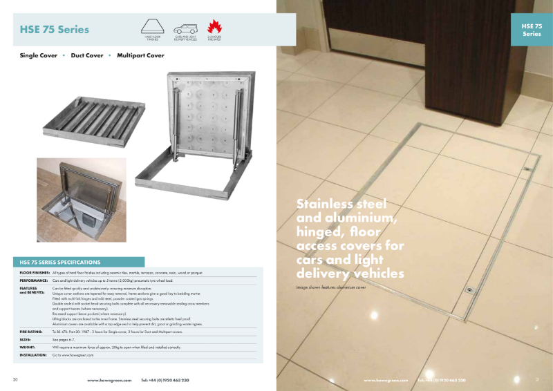 HSE 75 Series Hinged Floor Access Cover