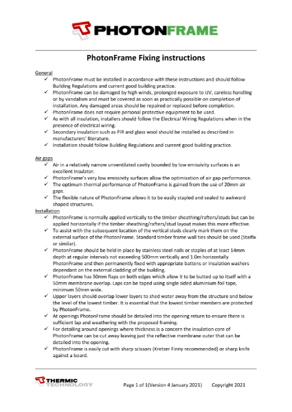 PhotonFrame (standard) Installation Instructions