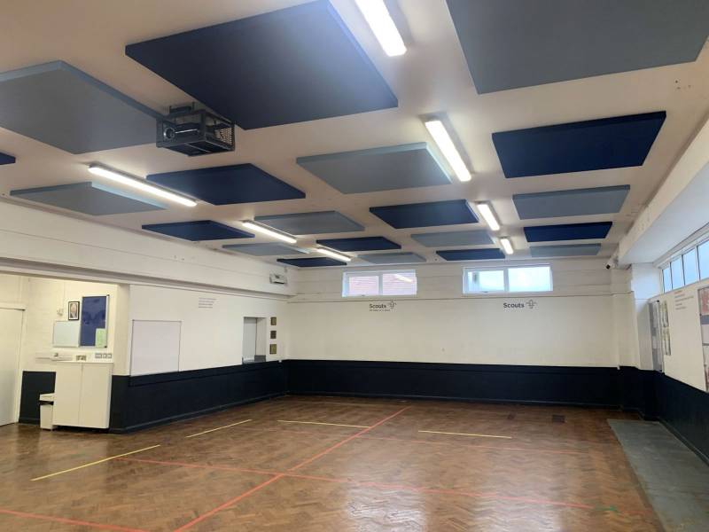 Improving acoustics by reducing reverberation within Ashby Scouts Centre