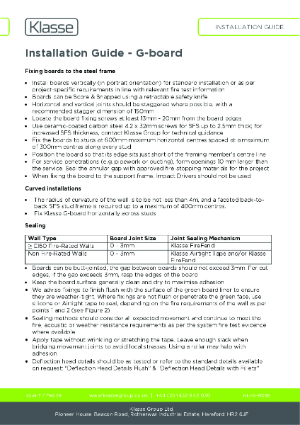 Klasse G-board Installation Guide