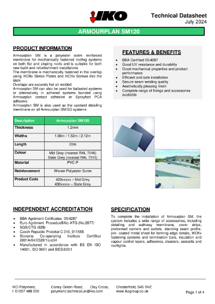 Technical Data Sheet (TDS) - IKO Armourplan SM 120