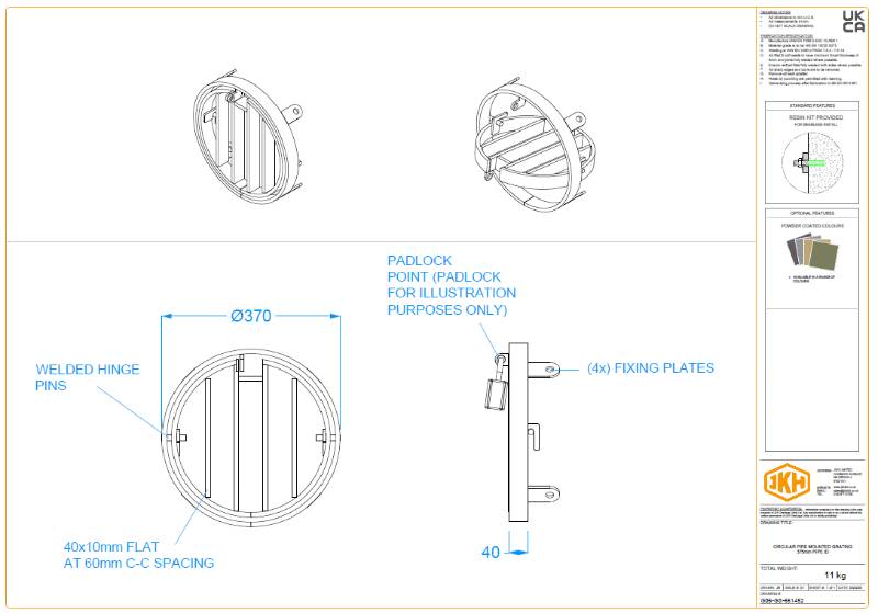 Circular Pipe Mounted Grating Range - 375-1500