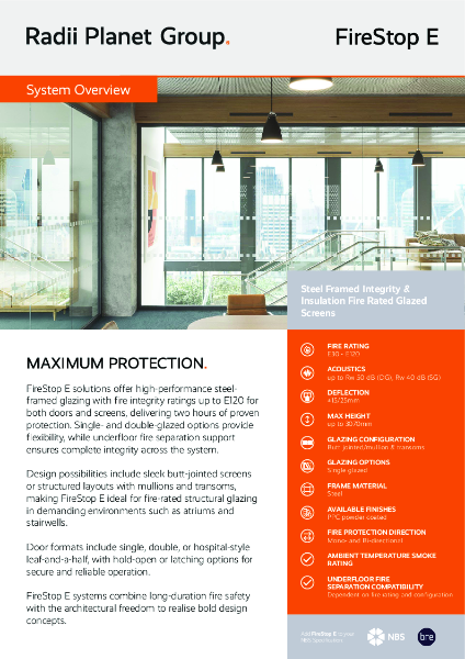 FireStop E Fire Rated System - Radii Planet Group Data Sheet 2025 v1.01