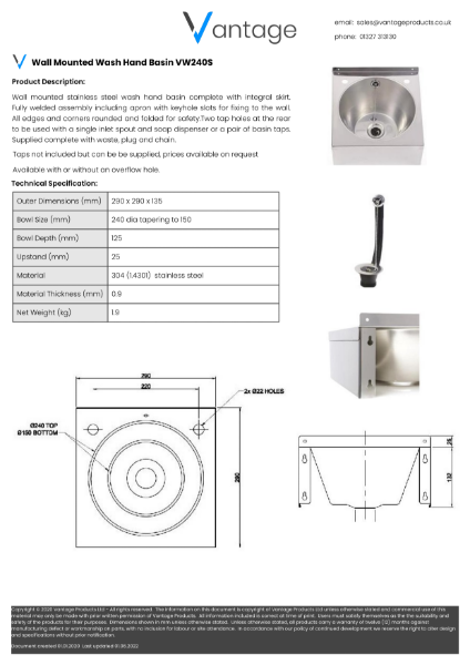 Product Data Sheet - VW240S