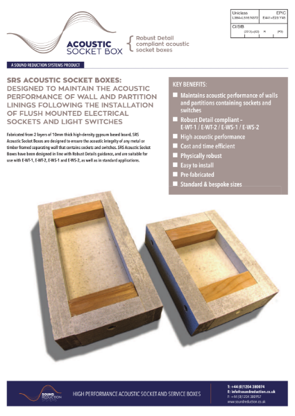 SRS Acoustic Socket Boxes Data Sheet