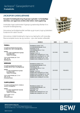 Jackopor® Garasjeelement - Produktinfo