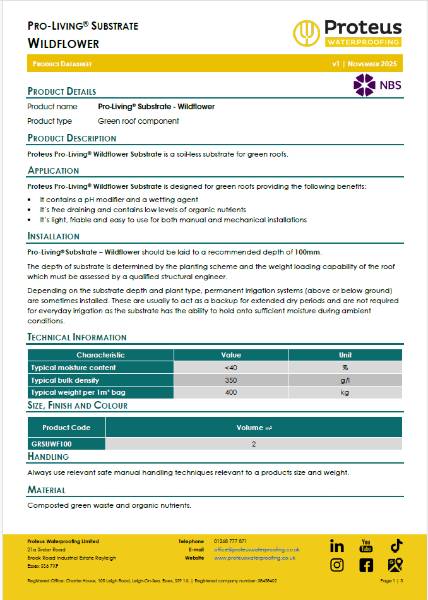 Product Data Sheet - Pro-Living® Substrate - Wildflower