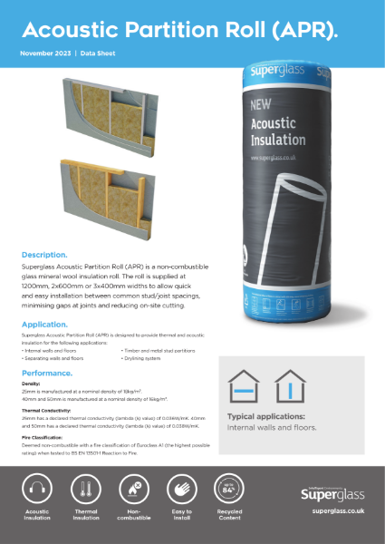 Superglass Acoustic Partition Roll (APR) - Datasheet