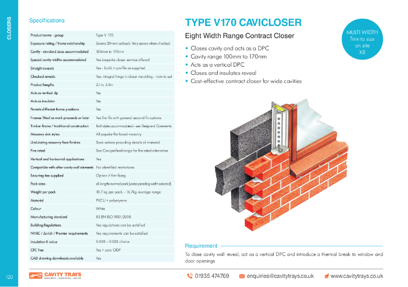 Cavity Trays Ltd Type V170 insulated cavity closer