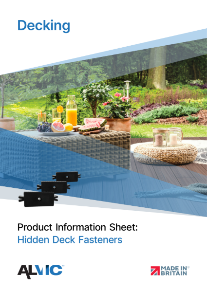 Product Information Sheet: Hidden Deck Fasteners - Decking