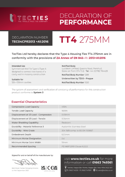 TT4275 Declaration of Performance