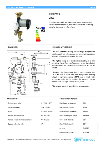 7021 - Mixing Shunt for Hydronics underfloor heating