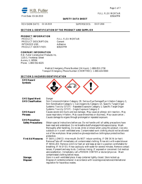 Full Flex Premium Thin Set Mortar Standard White - SDS