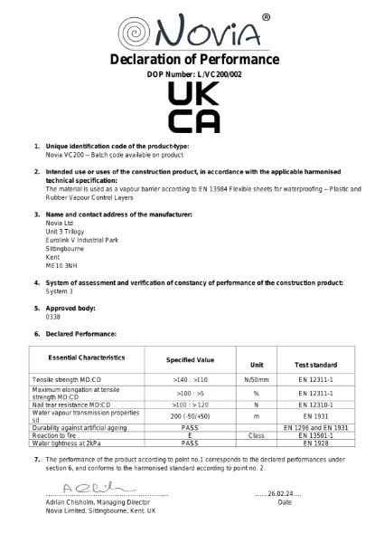 Novia VC200 Reflective Air and Vapour Control Layer