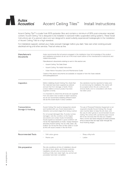 Accent Ceiling Tiles Install Instructions