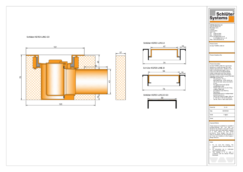 Schluter-KERDI-LINE-G3 Cross section view