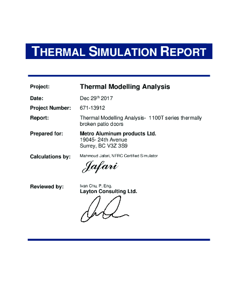 1100T Series Slider - Thermal Report