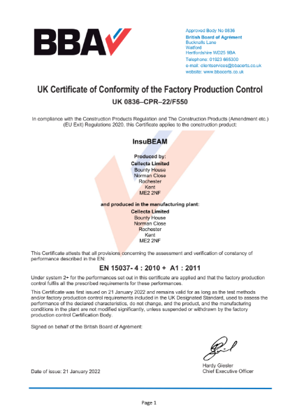 BBA Certificate of Conformity