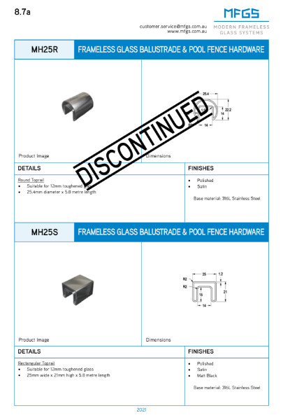 MH25S Top Rail & Components