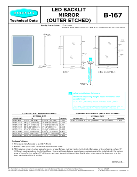 LED Backlit Mirror (Outer Etched) - B-167