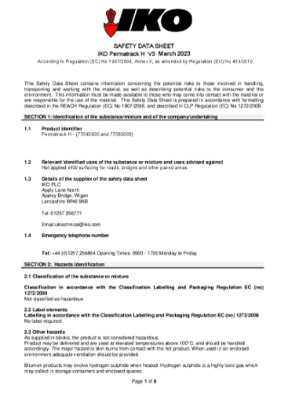 Material Safety Data Sheet (MSDS) - IKO Permatrack H