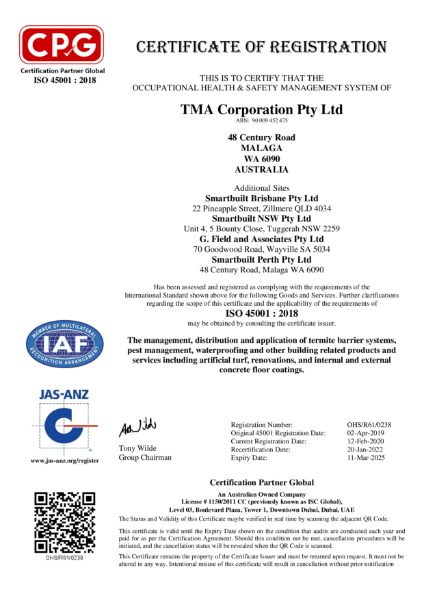CPG ISO 45001 Health & Safety