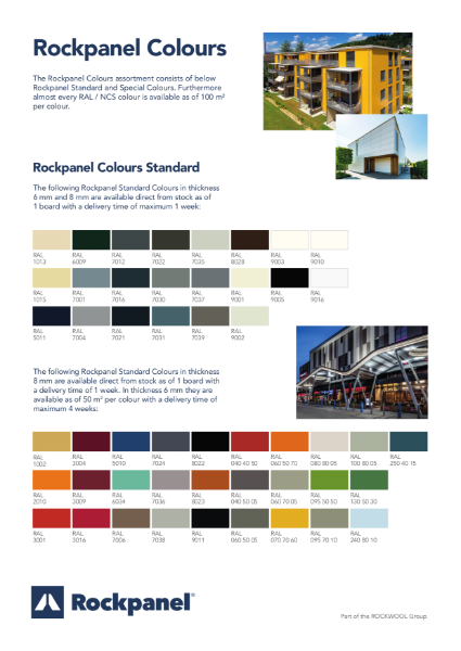Rockpanel Colours Assortment Guide