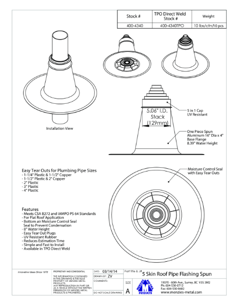 TECHNICAL DRAWING - MULTI-FLASH INSULATED PIPE FLASHING