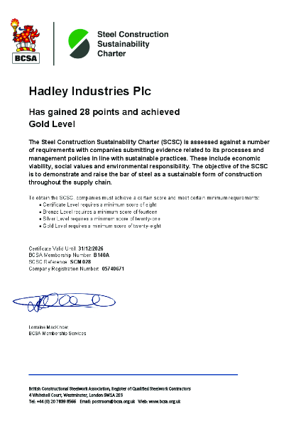 SCSC Gold Certificate