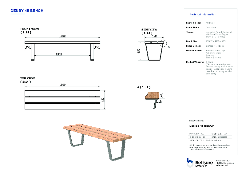 Denby Bench Datasheet