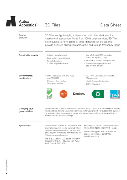 3D Tiles Datasheet