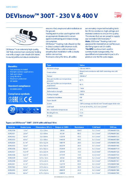 DEVIsnow 300T data sheet 230-400V