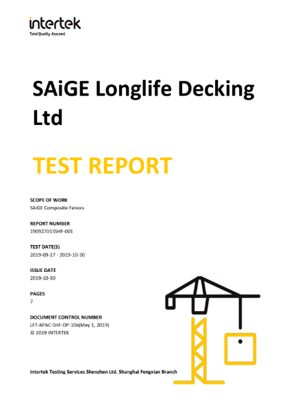 Fencing Test Report (BS EN 15534-6:2015+A1:2017)
