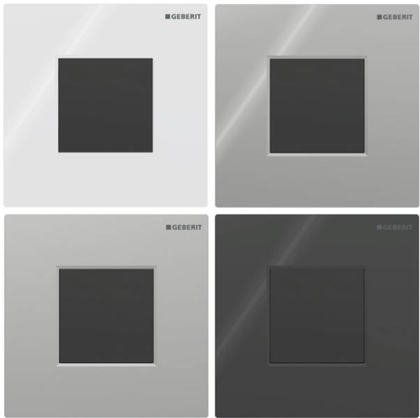 Geberit urinal flush control with electronic flush actuation, battery operation, Type 01 cover plate, square