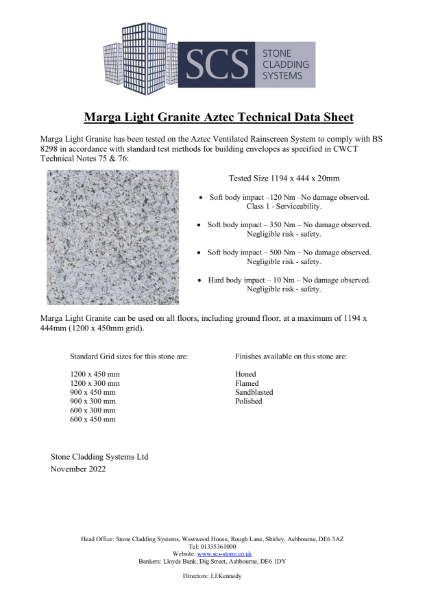 Marga Light Granite Technical Data Sheet