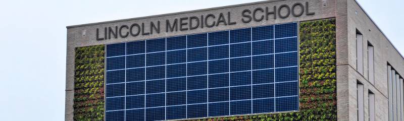 Sustainable building: Living wall and solar panels in unison at University of Lincoln Medical School