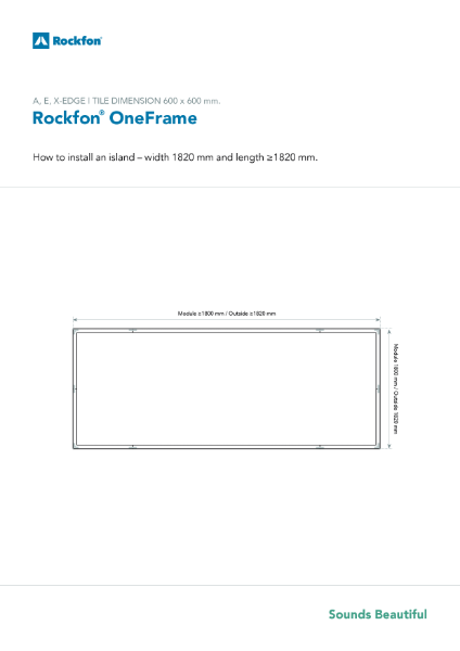 GRP Rockfon OneFrame | A-E-X Edges | width 1820 mm and length ≥1820 mm.