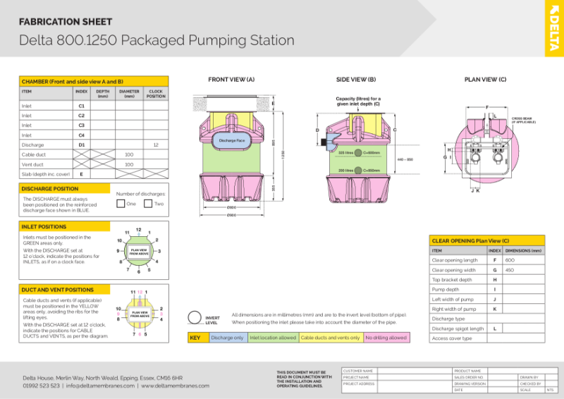 Delta 800 Series Packaged Pump Station 800.1250 Fabrication Data