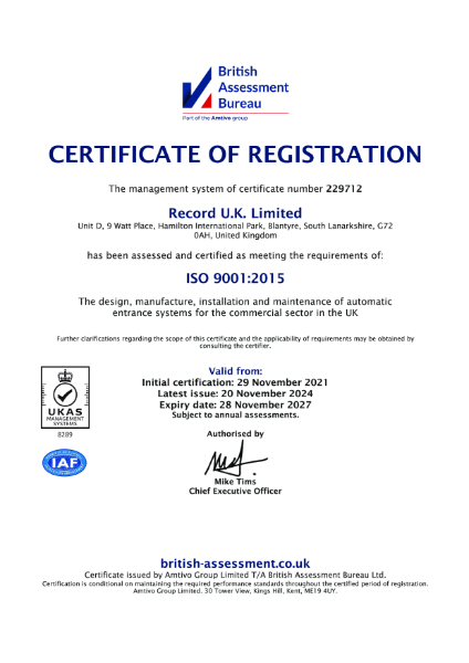 British Assessment Bureau  ISO 9001:2015