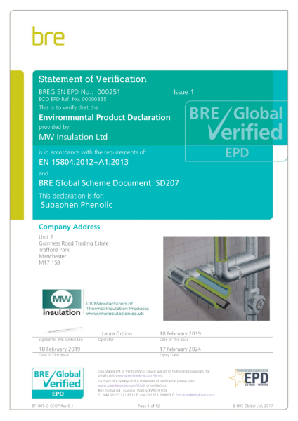 Supaphen Phenolic EN15804 EPD Certificate 