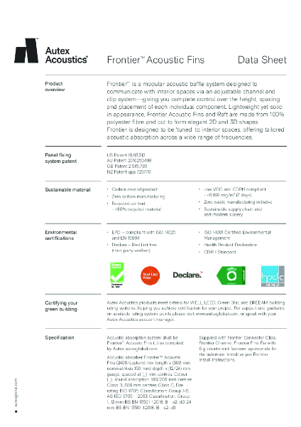 Frontier Fins Datasheet