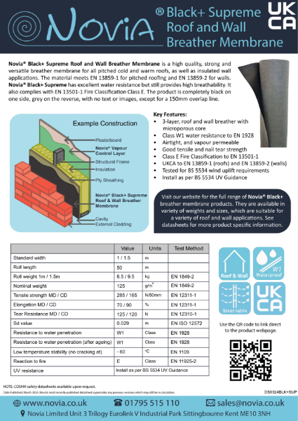 Novia Black + Supreme Roof and Wall Breather Membrane