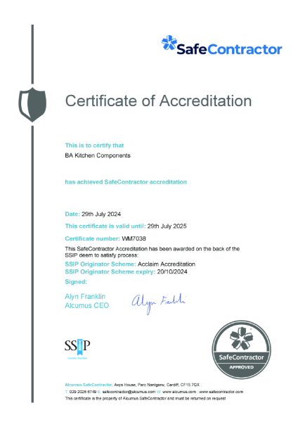 SafeContractor Certificate of Accreditation