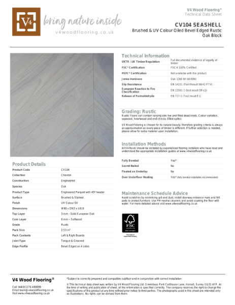 CV104 SEASHELL I Technical Datasheet