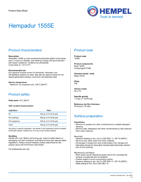 Hempadur 1555E - Primer Datasheet